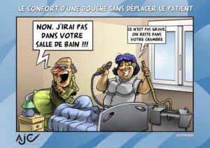 AJC douche au lit - dessin humouristique