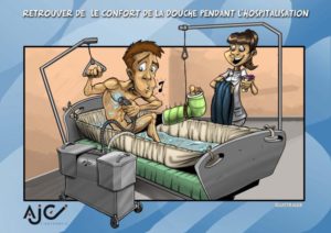 AJC douche au lit - dessin humouristique