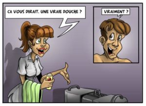 AJC douche au lit - dessin humouristique